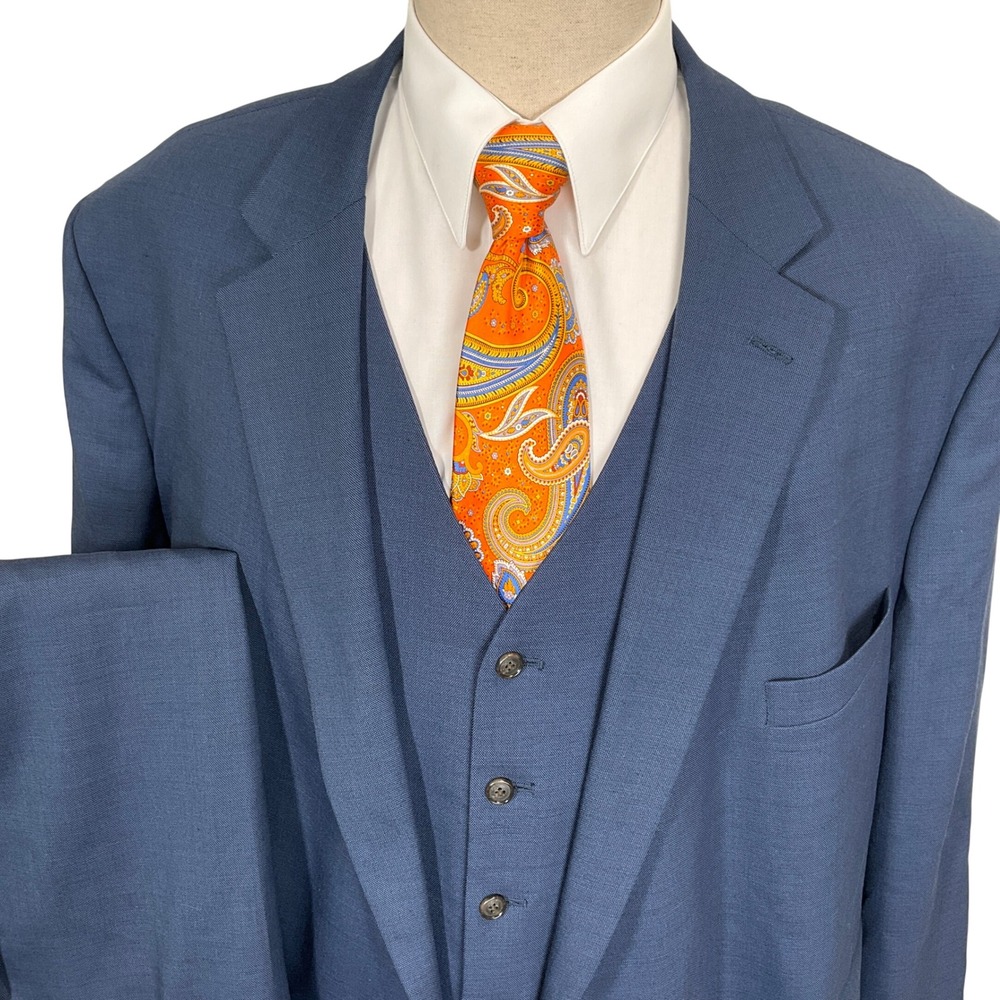 Jos A Bank 3-Pc Suit Mens 56 PTREG Blue Travel Portly Corporate Wool